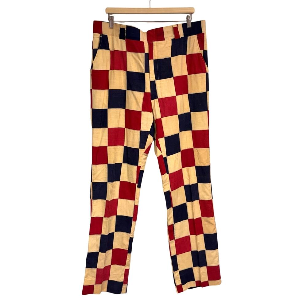 VTG 1960's IINDIAN MADRAS Patchwork Pants 40x33 Golf Preppy Business Pants RARE
